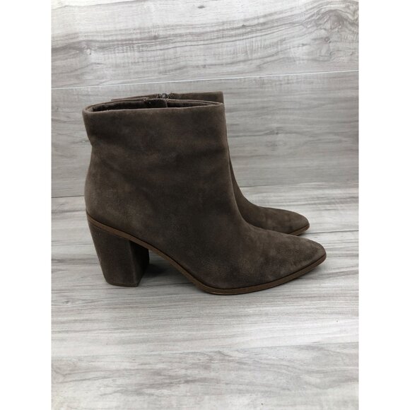 1 State Ankle Boots Women's 8.5 Paven Brown Suede Side Zip Booties - Picture 1 of 11